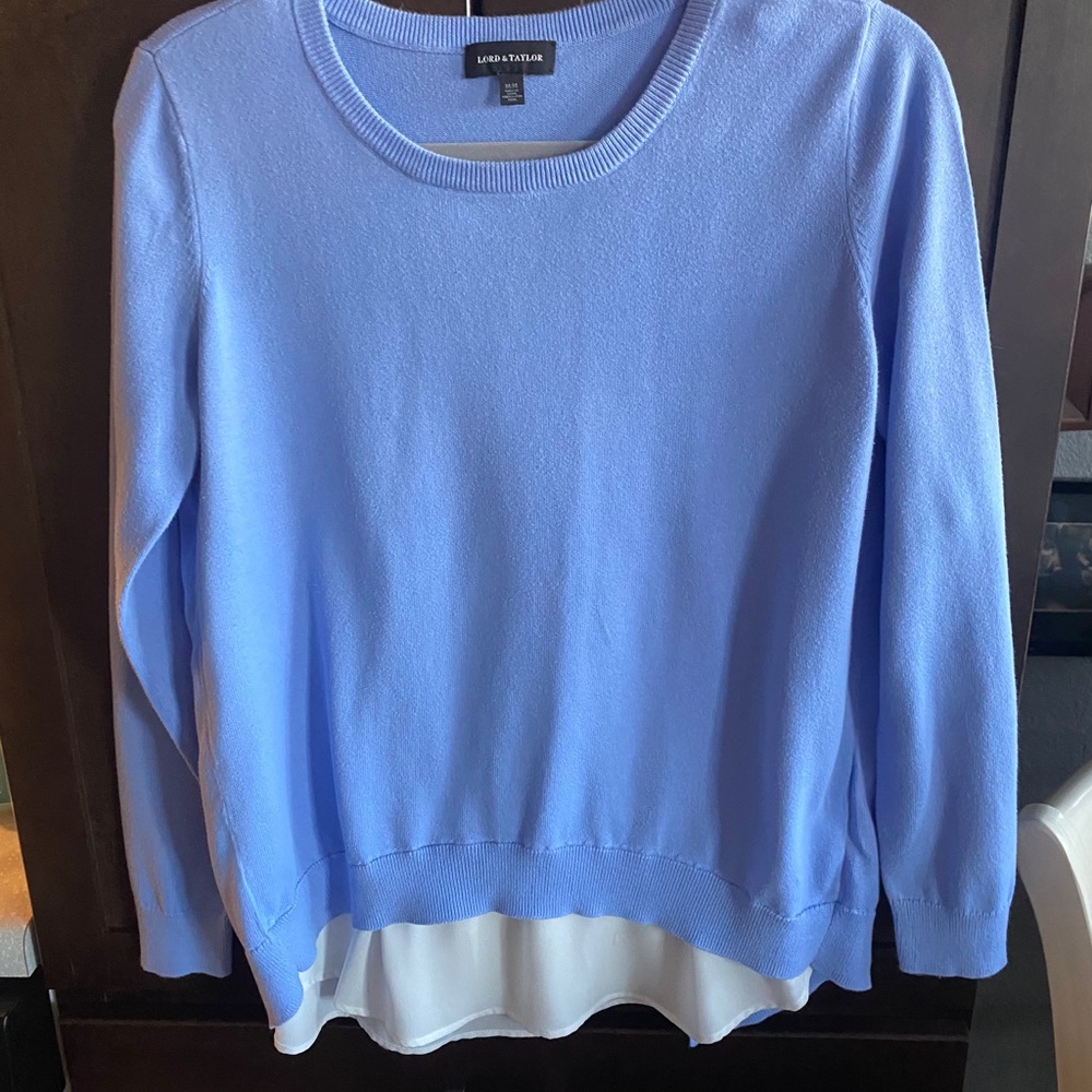 Lord & Taylor 100% cotton sweater with  hem trim